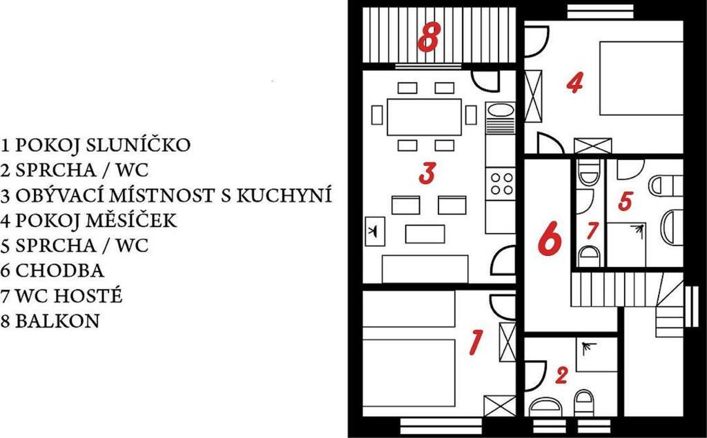 Apartment U Andela Dlouhá Ves Rum bild